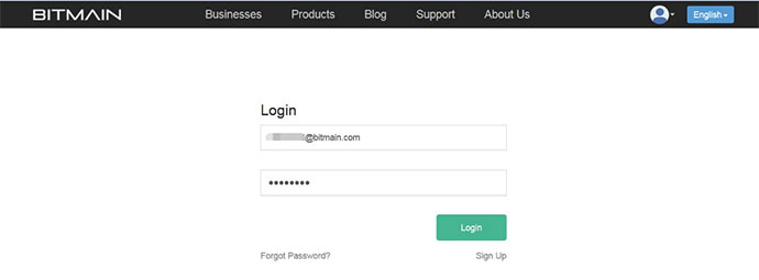 Ein Screenshot, zeigt die Log In Anleitung zu einem Mining Pool durch die BTM ASIC. 