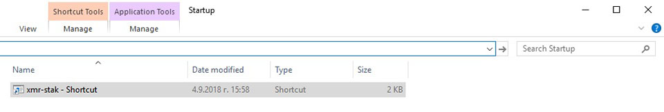 Showing the draged xmr-start shortcut folder and where to click and run it.