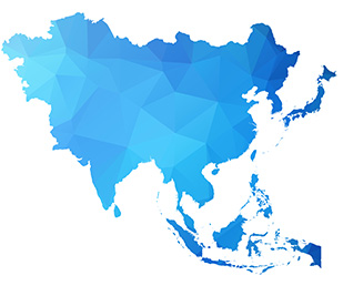 Die Karte zeigt die Verteilungen der Regulierungen in Asien. 