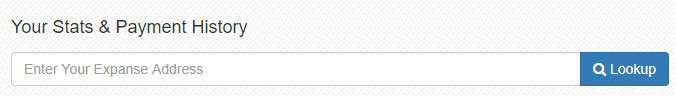 A field to enter your wallet's Expanse address to check your pool's mining configurations and statistics.