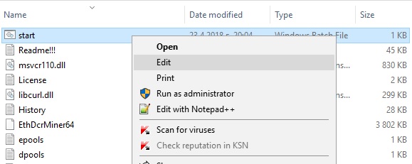 A screenshot showing how to edit the start file of the Pirl software.