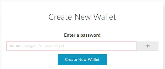 A screenshot of an empty password field for creating a new Pirl wallet.