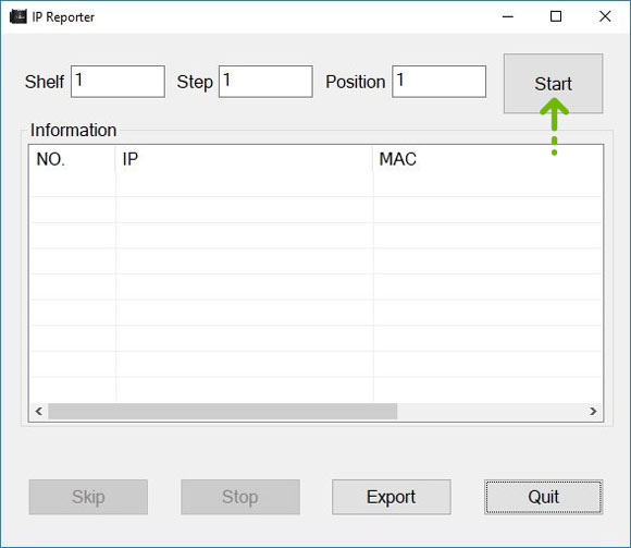 A screenshot of Bitmain's IP Reporter tool